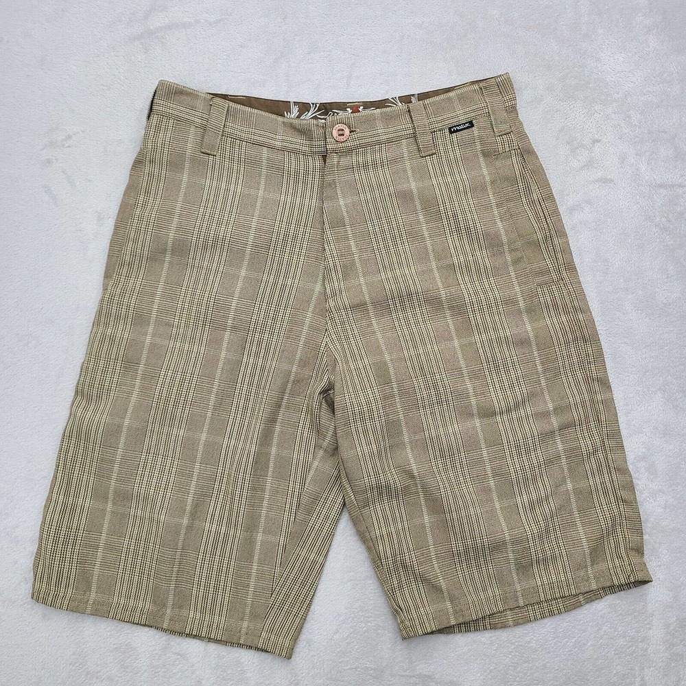 Matix Shorts Mens 31 Brown Plaid Chino 11 Skater Y2K BMX Flat Front